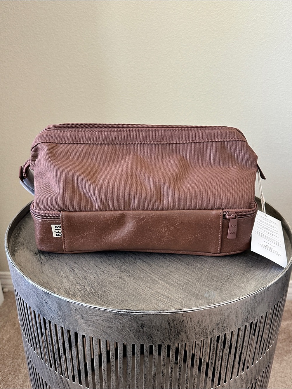 BEIS Brown Dopp Kit Travel Toiletry Bag - Picture 5 of 12
